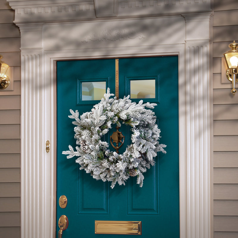 24 Inch Misty Mountain Pre-Lit Wreath With Pine Cones & 50 Warm White Lights Battery Operated