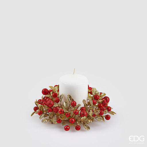 Artificial Berry & Leaf Candle Ring 12 cm