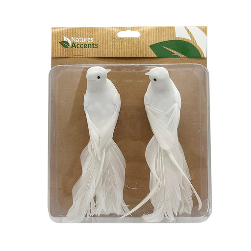 White Feather Birds on Clip