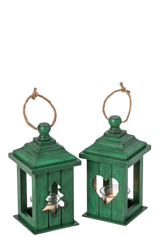 Green Fir Wood Lantern - Assorted
