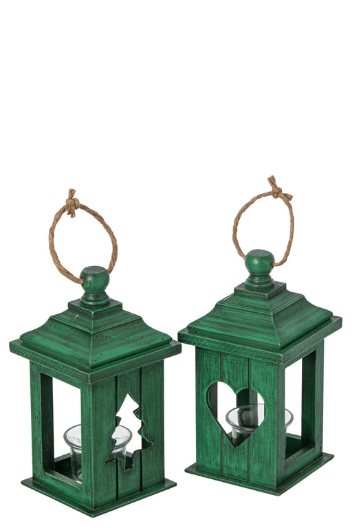 Green Fir Wood Lantern - Assorted