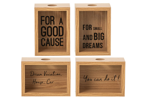 Natural & Black MDF Piggy Bank - Assorted