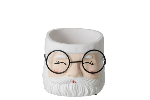 Medium White & Ecru Cement Plant Pot