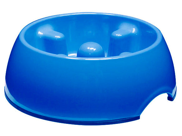 Dogit Go-Slow Anti-Gulp Dog Bowl - Small, 300 ml, Blue