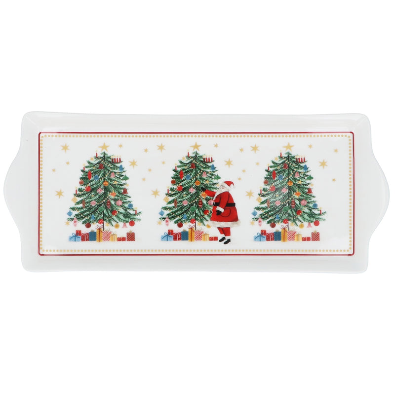 New Bone China Dish Nostalgia Tree With Santa