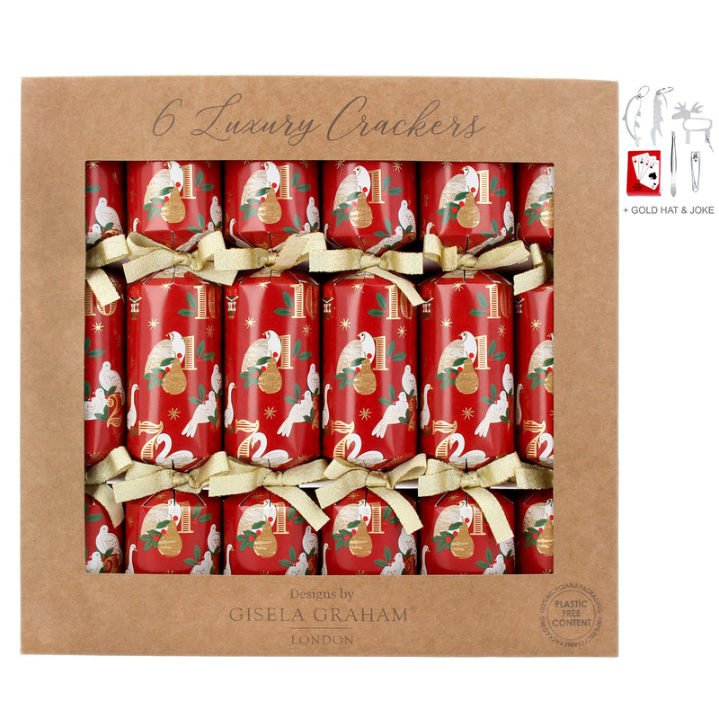 Box of 6 luxury crackers with festive design and Gisela Graham branding.