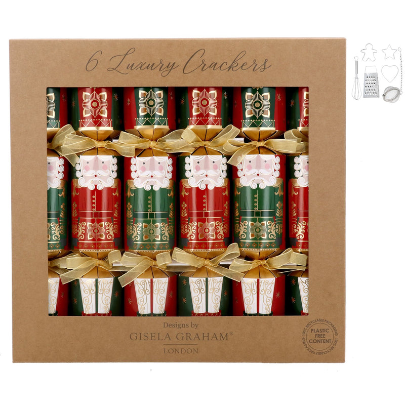 Box of 6 luxury crackers with decorative bows, designed by Gisela Graham, London.
