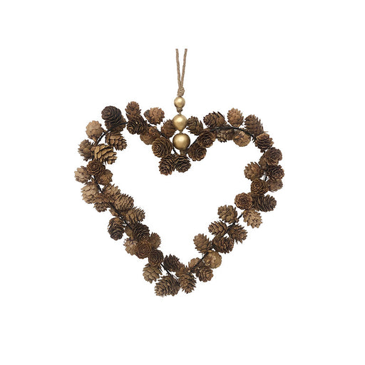 Natural Pine Cone Heart Decoration