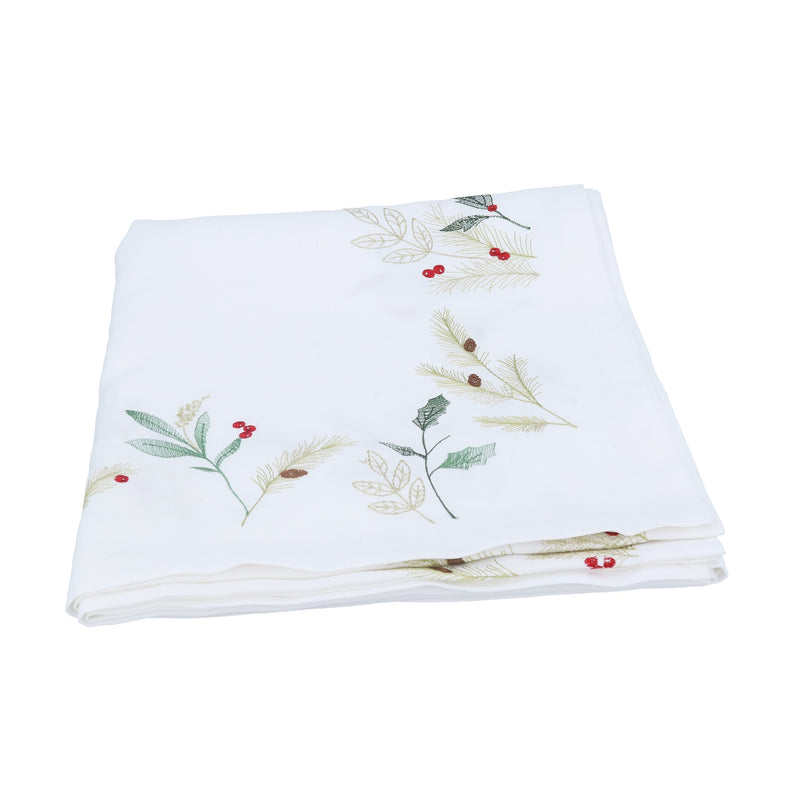 Christmas Tablecloth With Embroidered Sprigs 180cm x 130cm