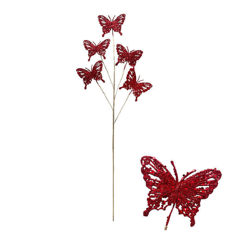 Red Butterfly Branch 70 cm