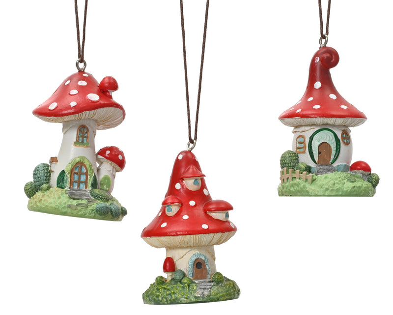 Mushroom Ornament Polyresin Red Mushroom 4.2 cm – 3 Assorted Designs