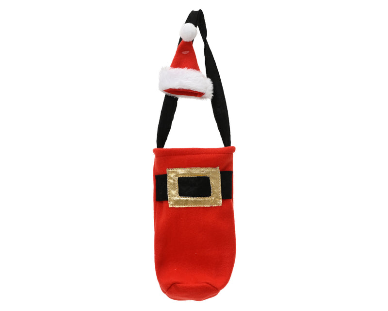 Bottle Holder Bag Santa Suit Red Polyester 20 cm