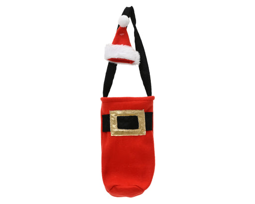 Bottle Holder Bag Santa Suit Red Polyester 20 cm