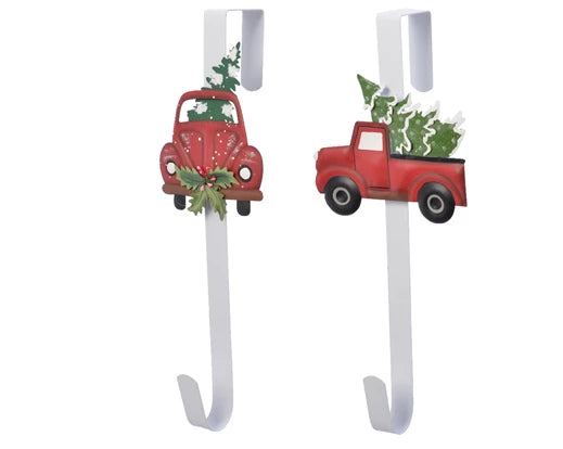 Christmas Wreath Door Hanger with Red Car Design 38cm (Sold Individually)