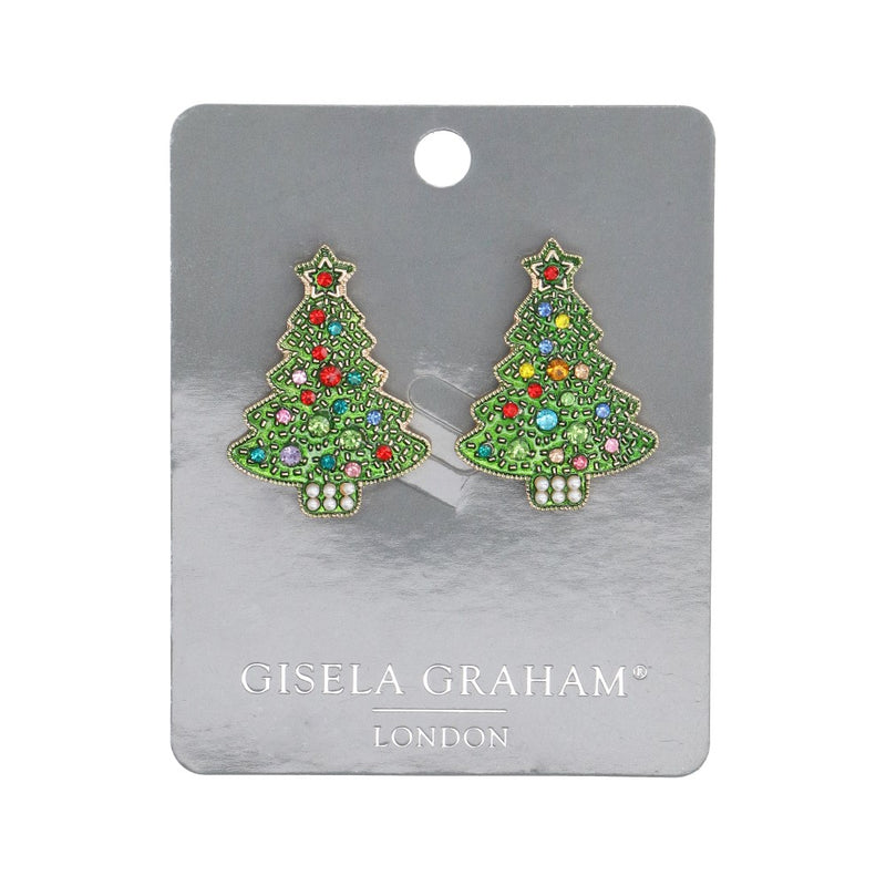 Jewelled Christmas tree earrings – Gisela Graham