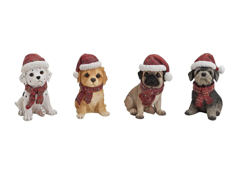 Christmas Decoration Dog with Santa Hat (13cm)