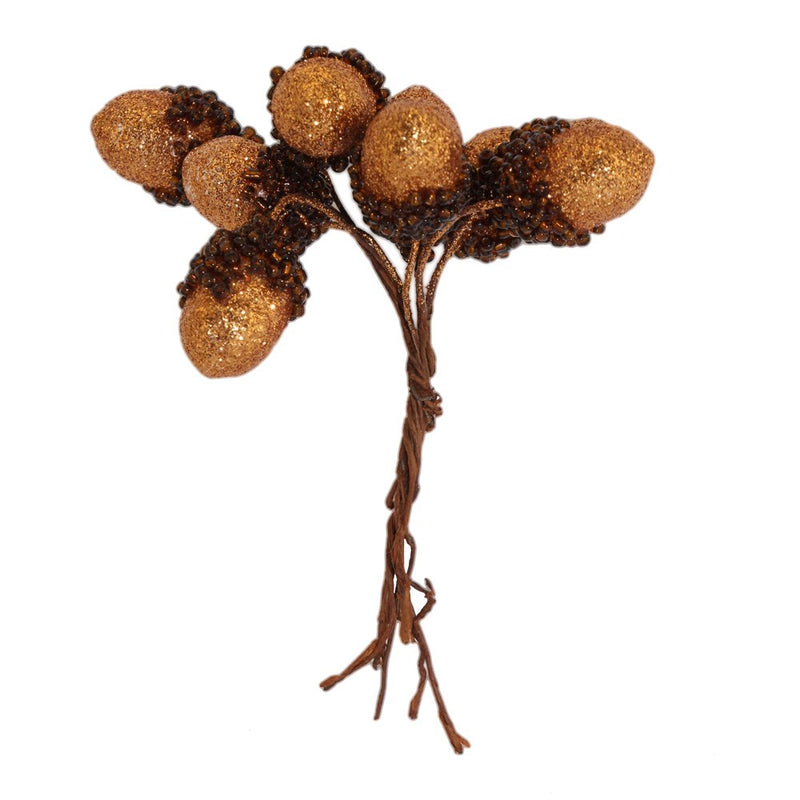 Copper glitter acrylic acorn pick bunch – Gisela Graham