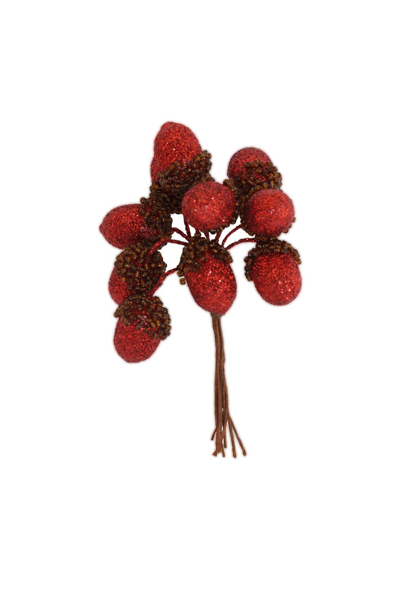 Red glitter acrylic acorn pick bunch – Gisela Graham