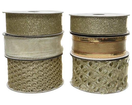 Christmas Ribbon Gold (L.800cm x W.2.5cm x H.0.01cm)