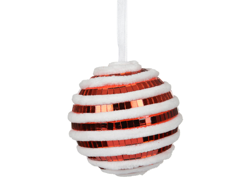 Red & White Round Foam Christmas Bauble – 8 cm