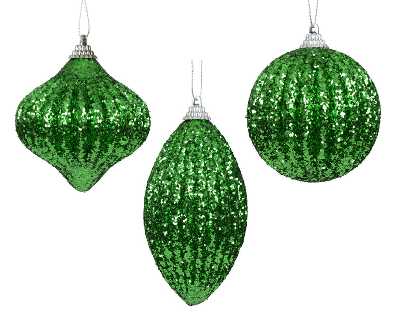Foam Christmas Bauble Jolly Green Shapes 8 cm – 3 Assorted Designs