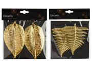 Polystyrene Christmas Hanging Decoration Gold Leaves 8 cm – 3 Assorted Designs
