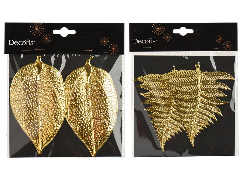 Polystyrene Christmas Hanging Decoration Gold Leaves 8 cm – 3 Assorted Designs