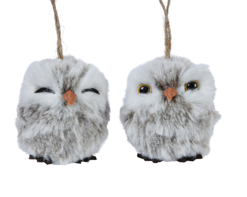 Polyester Christmas Decoration Grey Owl 6 cm – 2 Assorted Designs