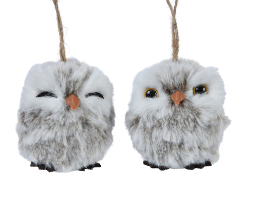 Polyester Christmas Decoration Grey Owl 6 cm – 2 Assorted Designs