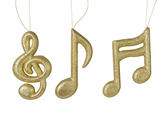 Christmas Hanging Decoration Music Notes Shiny Gold (11cm x 14.5cm)