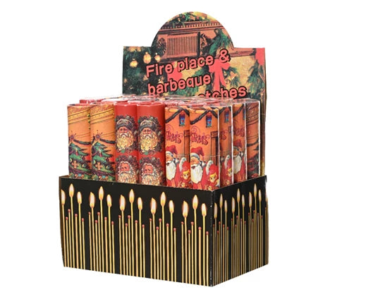 Festive Matches in Santa Tube Made From Poplar Wood | Assorted Designs (30cm) Sold individually