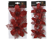 Christmas Red Poinsettia Clip Assortment 13 cm – 2 Configurations