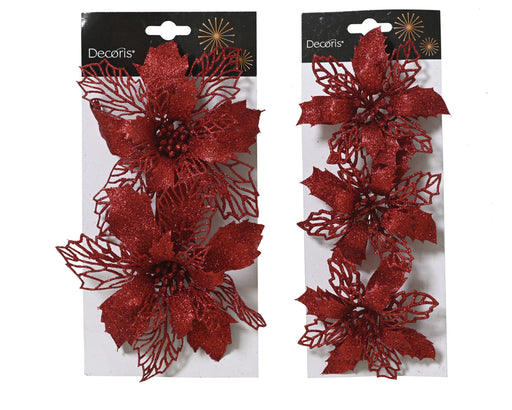Christmas Red Poinsettia Clip Assortment 13 cm – 2 Configurations