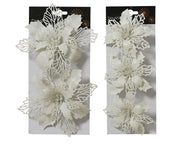 Winter White Poinsettia Clip Assortment 13 cm – 2 Configurations