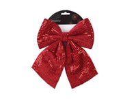 Sequin Christmas Bow Oxblood Red 32 × 30 cm with Bendable Wire