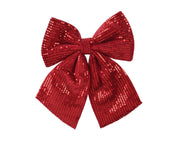 Christmas Bow with Sequins 22 × 20 cm Oxblood Red