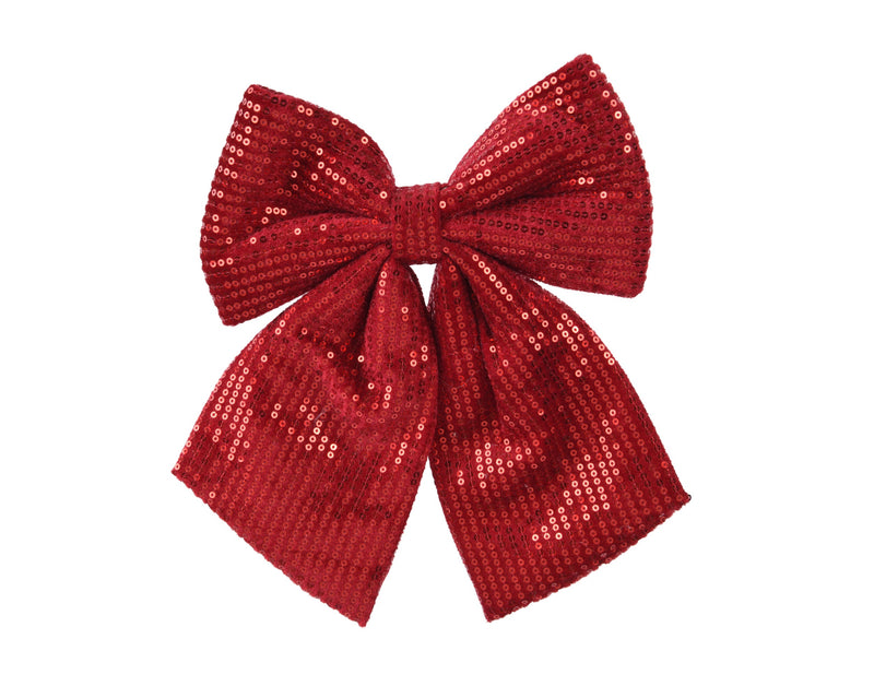 Christmas Bow with Sequins 22 × 20 cm Oxblood Red