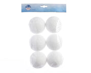 Snowballs Foam Snow Baubles 8 cm with Organza Hanger – Pack of 6