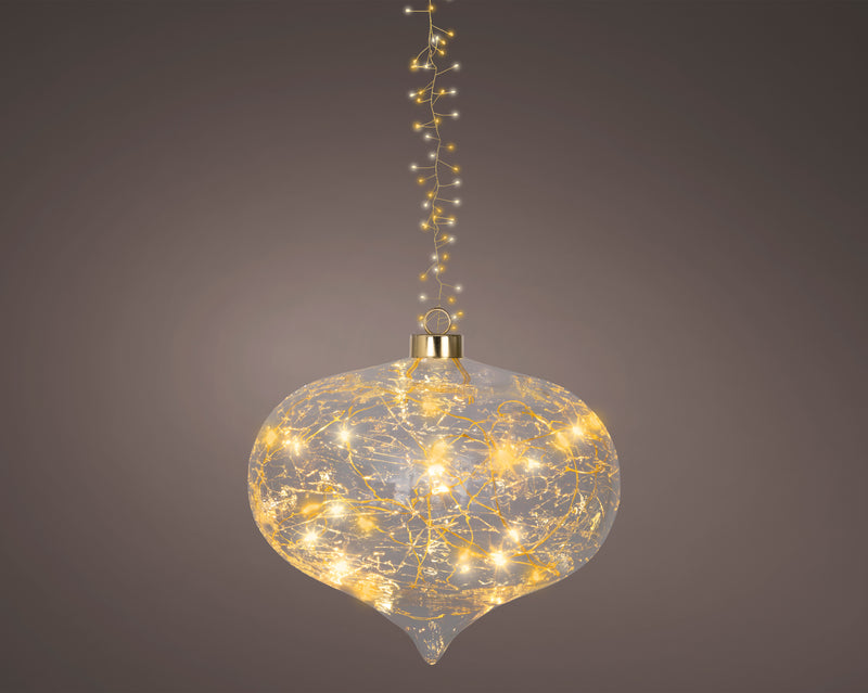 Battery Operated Micro LED Hanging Decoration Light - Onion Shape Warm White/Classic Warm 21cm