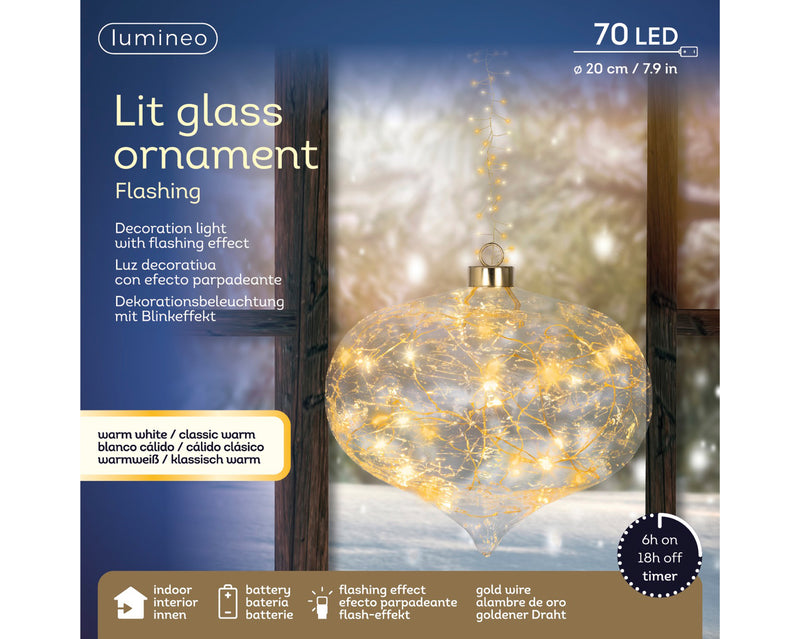 Battery Operated Micro LED Hanging Decoration Light - Onion Shape Warm White/Classic Warm 21cm