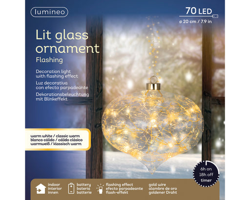 LED Glass Ornament Onion Warm White 21 cm