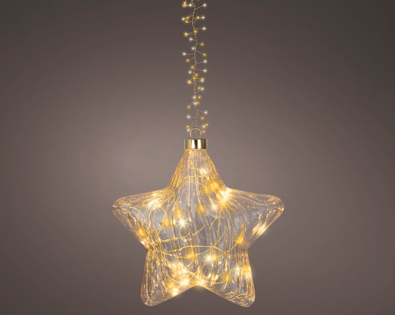 Battery Operated Micro LED Hanging Decoration Light - Star Shape Warm White/Classic Warm 20cm