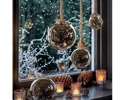 Lumineo Micro LED Ball With Steady Lights | Battery Operated | Smokey - Classic Warm (14 cm | 30 LED)