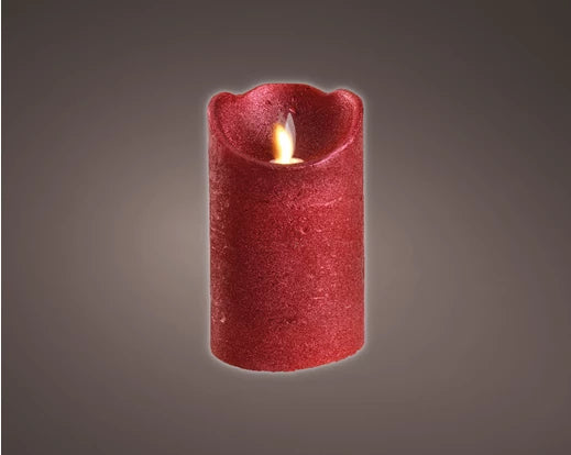 Lumineo LED Flameless Christmas Candle Red Wax Battery Operated (12.5 cm x 7.5cm)
