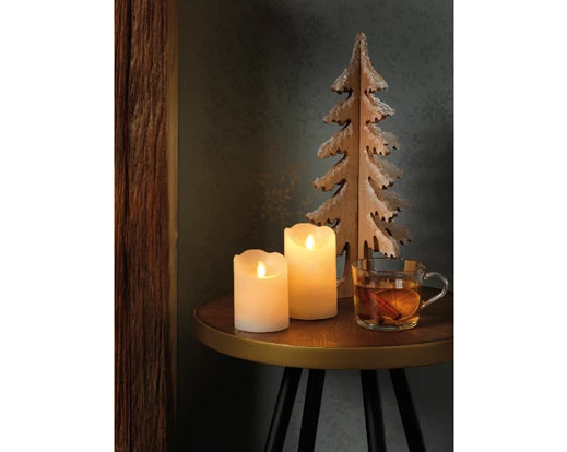 Lumineo LED Flameless Christmas Candle Cream Wax Battery Operated (10cm x 7.5 cm)