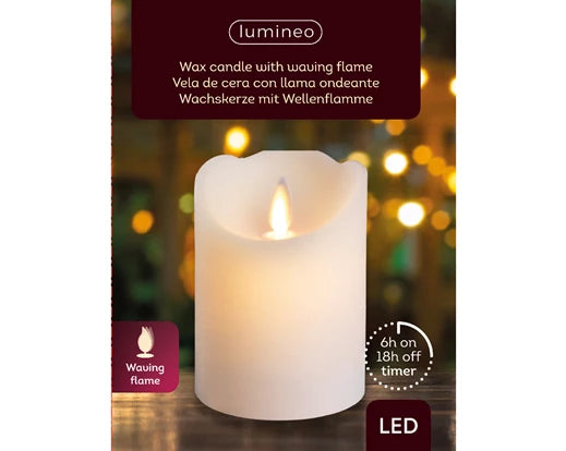 Lumineo LED Flameless Christmas Candle Cream Wax Battery Operated (10cm x 7.5 cm)