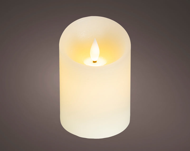 Battery Operated LED Candle with Warm White Flame Effect - Cream - 10.5cm