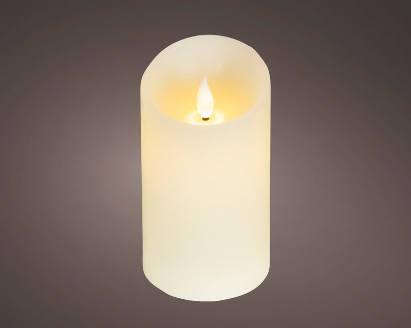 Battery Operated LED Candle with Warm White Flame Effect - Cream - 13.5cm