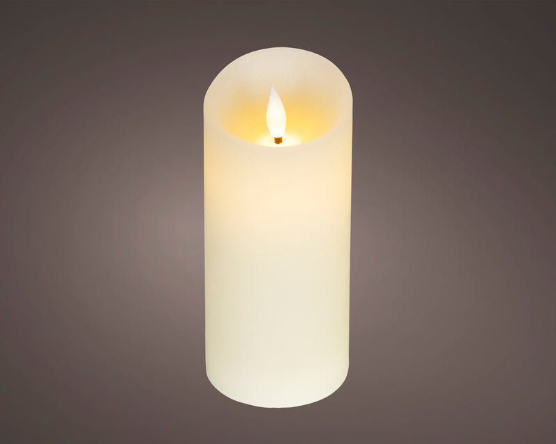 Battery Operated LED Candle with Warm White Flame Effect - Cream - 17cm