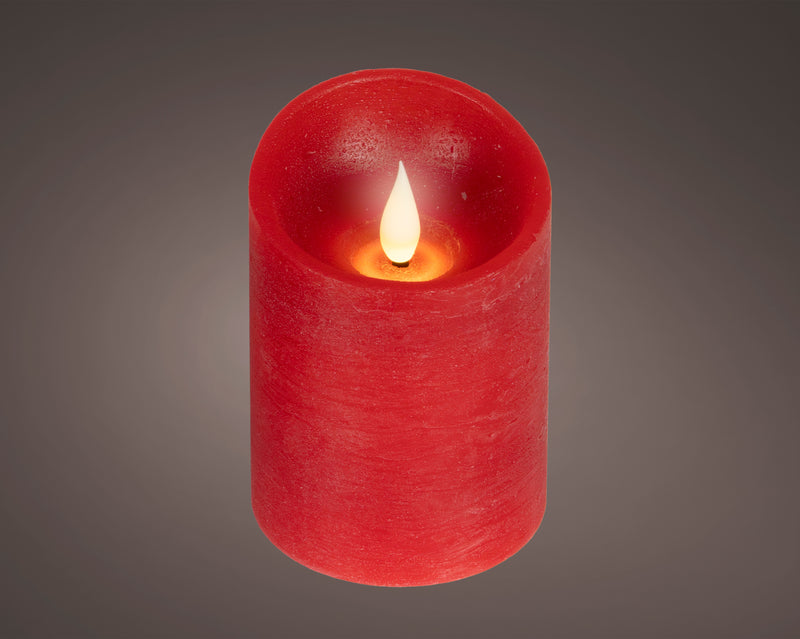 Battery Operated LED Candle with Warm White Flame Effect - Red - 10.5cm